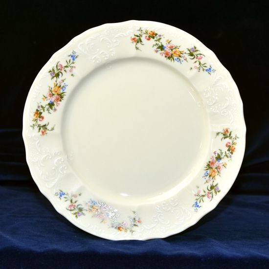 Talíř mělký 25 cm, Thun 1794, karlovarský porcelán, BERNADOTTE ivory + kytičky