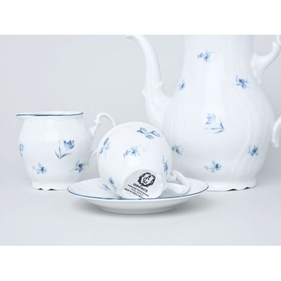 Coffee set for 6 persons, Thun 1794 Carlsbad porcelain, BERNADOTTE blue flower