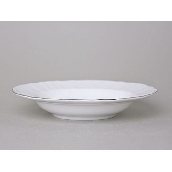 Plate deep 23 cm, Thun 1794 Carlsbad porcelain, BERNADOTTE frost, Platinum line