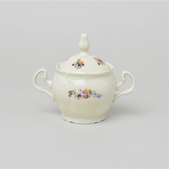 Sugar bowl 0,22 l, Thun 1794 Carlsbad porcelain, BERNADOTTE ivory + flowers