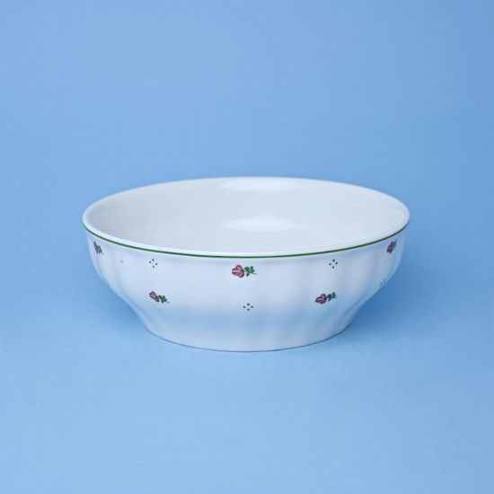 Mísa válcová 22,5 cm, Benedikt červené kvítí + zelená, G. Benedikt 1882