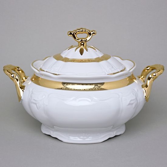 Soup tureen 3,5 l, Marie Louise 88003 gold, Thun 1794, karlovarský porcelán
