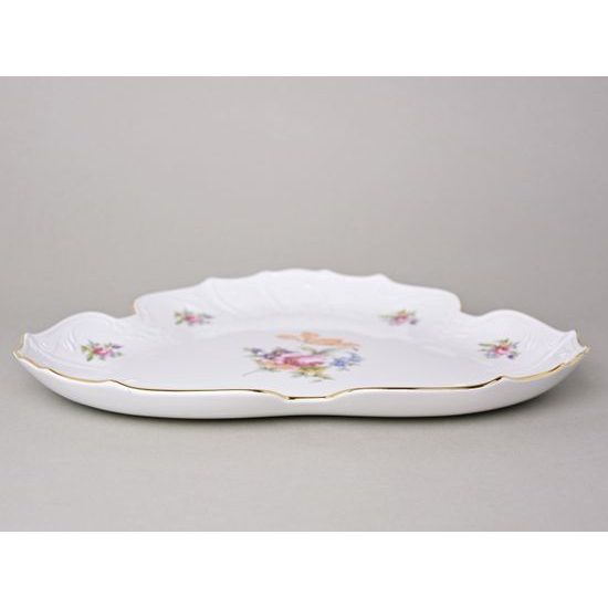 Platter 33 cm triangular (flat dish), Thun 1794 Carlsbad Porcelain, BERNADOTTE Meissen Rose