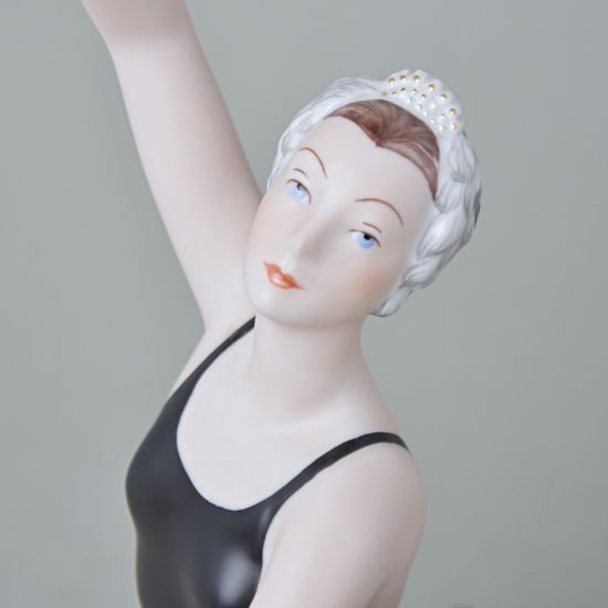 Ballet Dancer I. - Black Dress, 26,5, x 14 x 22,5 cm, Natur + Black sorted-out fond + Gold, Porcelain Figures Duchcov