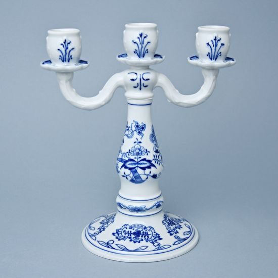 Candle holder 3-arm 25 cm, Original Blue Onion Pattern