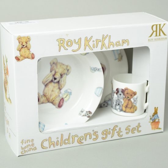 Teddy time: Children's 3 pcs. set in giftbox, Roy Kirkham fine bone china