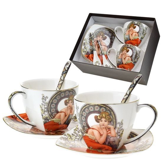Sada 2 šálků 250 ml + podšálků 14 cm, Topaz, A. Mucha, Home Elements