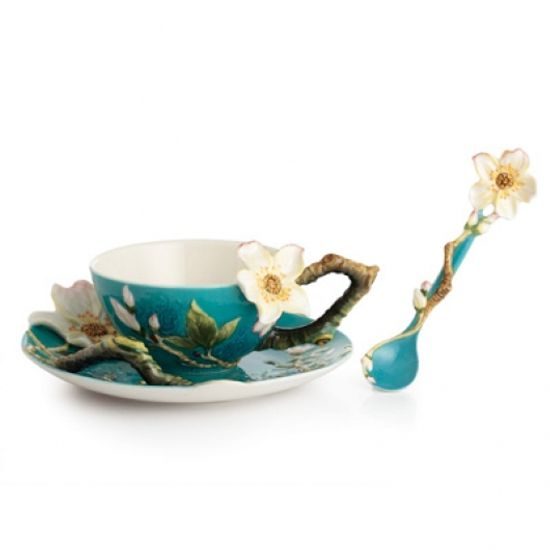 Cup, saucer and spoon set Almond, porcelain, Van Gogh, porcelain FRANZ