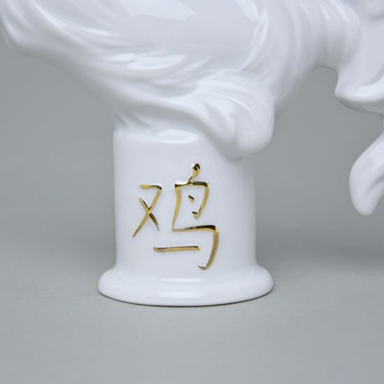 Kohout, 15 x 5 x 12,5 cm, Bílé + zlato, Porcelánové figurky Duchcov