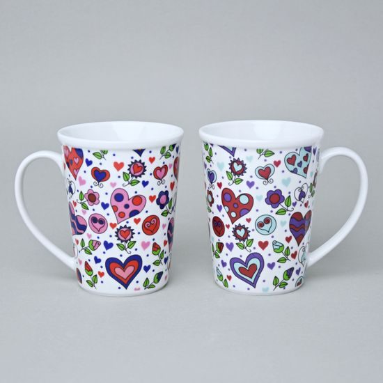 Hrnek Erin 12 cm 420 ml, veselá srdíčka - růžová, Český porcelán a.s.