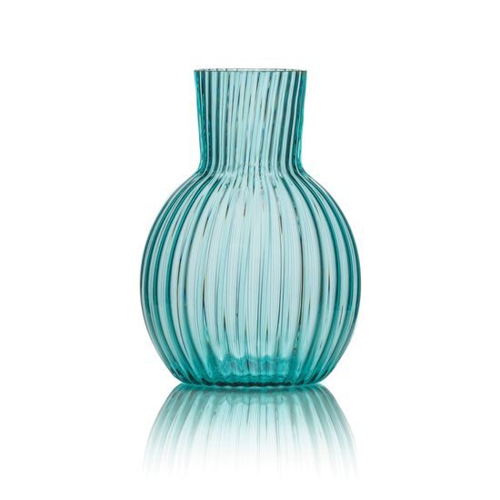 Crystal Carafe / Vase Tethys, 1900 ml, Aquamarin, Handmade, Kvetna 1794 Glassworks