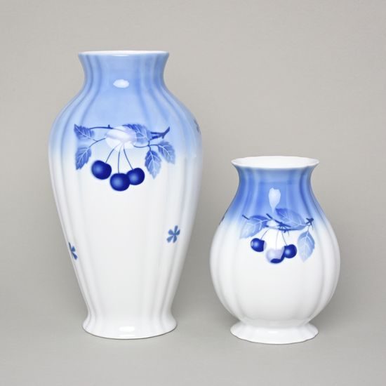 Vase 18,5 cm, Thun 1794 Carlsbad porcelain, BLUE CHERRY