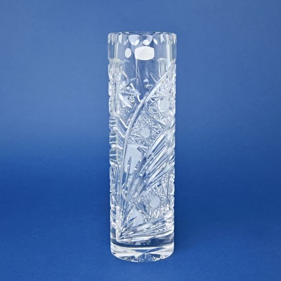 Crystal Hand Cut Vase - Cylinder, Comet, 255 mm, GLASSPO / Crystal Bohemia