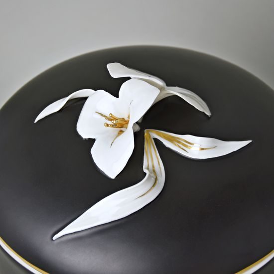 Pouzdro na urnu 27 x 19,5 cm, Černý fond + zlato, Porcelán Duchcov