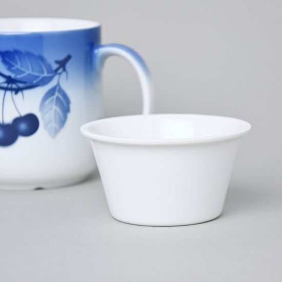 Mug with cap and strainer, Thun 1794 Carlsbad porcelain, BLUE CHERRY