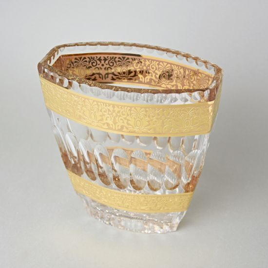 Crystal Vase Romantic - Flat, h: 205 mm, Gold, Ales Zverina - AZ Design
