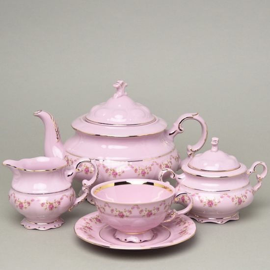 Tea set for 6 pers. Sonata decor 158, Leander 1908, Rose china