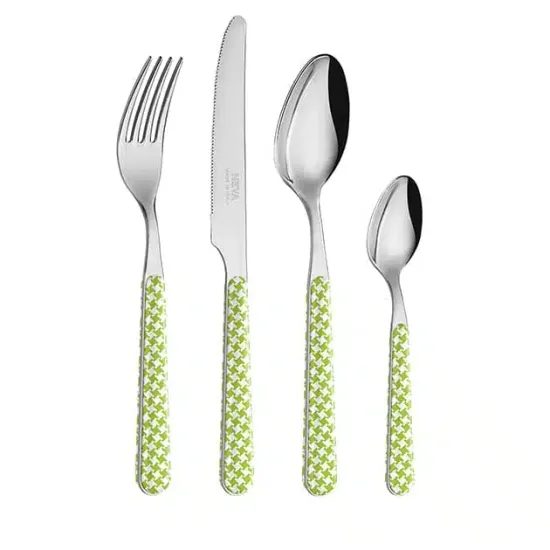 24 pcs. cutlery set, BISTROT Pied de Poule green, NEVA