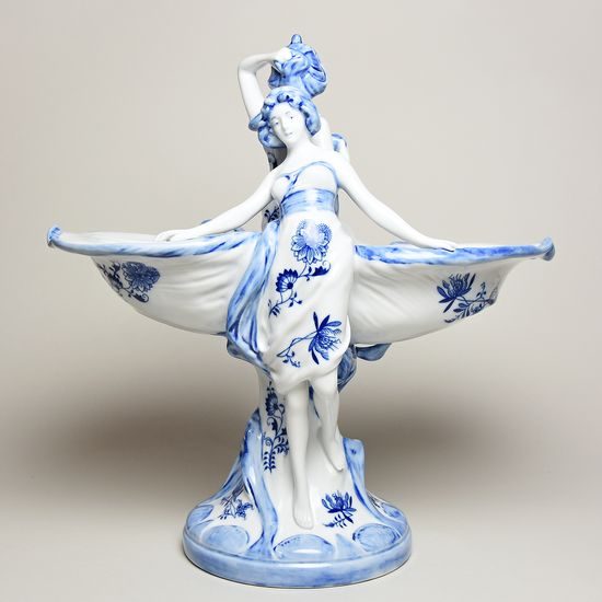 Ladies with shells 17 x 31 x 32 cm, Blue Onion, Porcelain Figures Duchcov