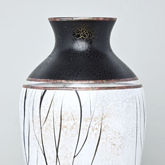 Studio Miracle: Black & White Vase, 37,5 cm, Hand-decorated by Vlasta Voborníková