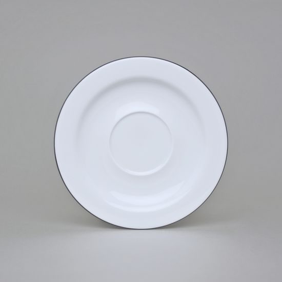 Olga: Podšálek 19 cm s černou linkou, Český porcelán a.s.