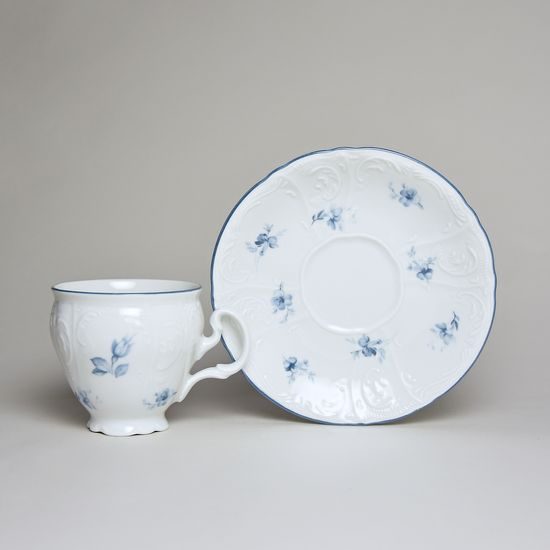 Coffee cup and saucer 150 ml / 14 cm, Thun 1794 Carlsbad porcelain, BERNADOTTE blue flower