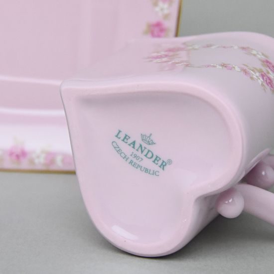 Šálek a podšálek srdce, Sonáta dekor 158, Leander, růžový porcelán