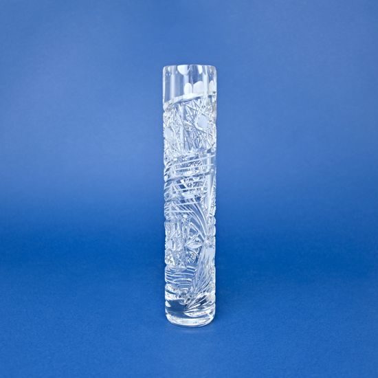 Křišťálová váza válec broušená úzká Kometa, 230 mm, GLASSPO / Crystal Bohemia