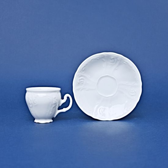Espresso cup and saucer 75 ml / 12 cm, Thun 1794 Carlsbad porcelain, BERNADOTTE white