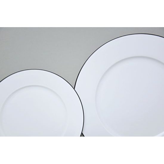 Plate set for 6 pers., ELLA/NINA black line, Thun 1794 Carlsbad Porcelain