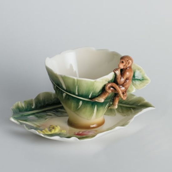 Cup, saucer and spoon set, Monkey, FRANZ porcelain