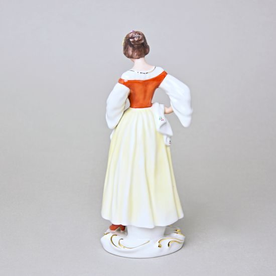 Dáma s květinou 7 x 8 x 19 cm, Saxe, Porcelánové figurky Duchcov