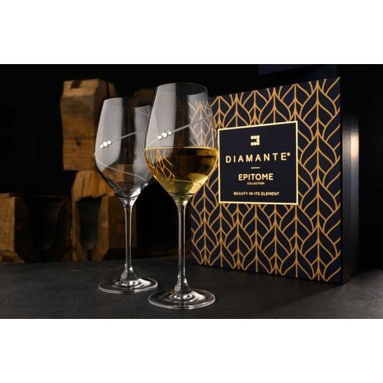 Silhouette Celebration - Set of 6 White Wine Glasses 360 ml, Swarovski Crystals