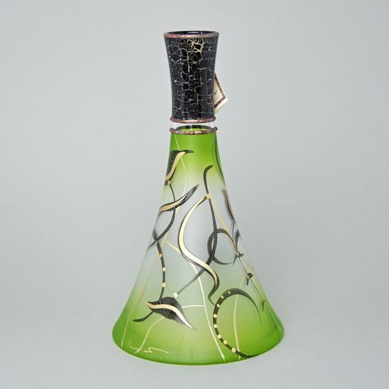 Studio Miracle: Vase Green, 28 cm, Hand-decorated by Vlasta Voborníková