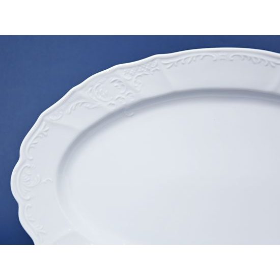 Dish oval 39 cm, Thun 1794 Carlsbad porcelain, BERNADOTTE white