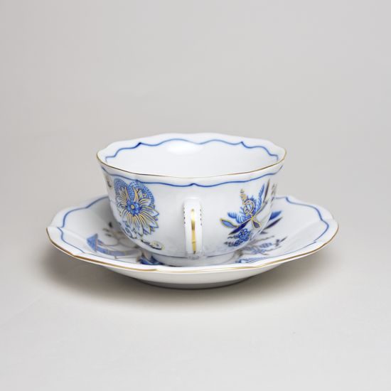 Tea cup and saucer mirror C/1 plus ZC1 0,20 l / 15,5 cm, Original Blue Onion Pattern + Gold