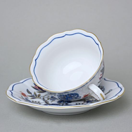 Šálek a podšálek C/1 + ZC1 (zrcadlový podšálek), 200 ml / 15,5 cm na čaj, rubínová červeň + zlato, Český porcelán a.s.