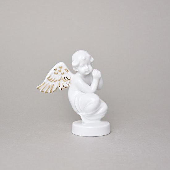 Andílek 12 cm, bílá + zlato, Porcelánové figurky Duchcov