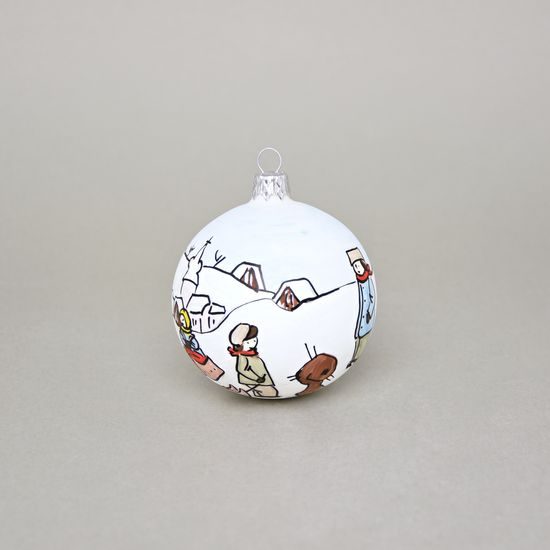 Christmas Tree Decoration Ball "Czech Winter 1918", 7,5 cm, Decor n. 6, Hand-decorated