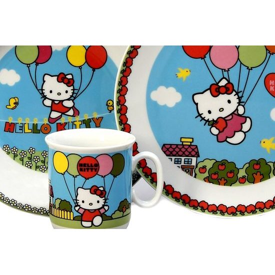 Dětská porcelánová sada Hello Kitty, modrá, Thun 1794 karlovarský porcelán