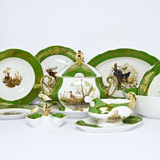 Dining set for 6 persons, Mary-Anne, green hunter, Leander 1907