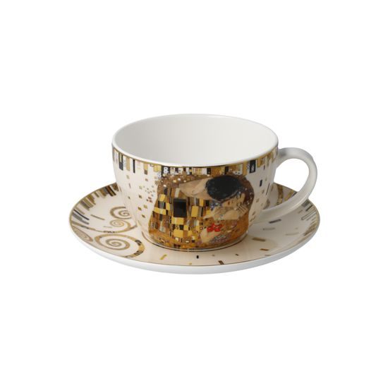 Tea/cappuccino cup and saucer Gustav Klimt - The Kiss, 0,25 l / 15 cm, Fine Bone China, Goebel