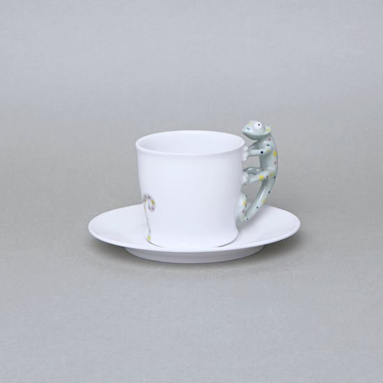 Espresso šálek a podšálek, ZOO chameleon, 80 ml, Limitovaná edice, porcelán Goldfinger