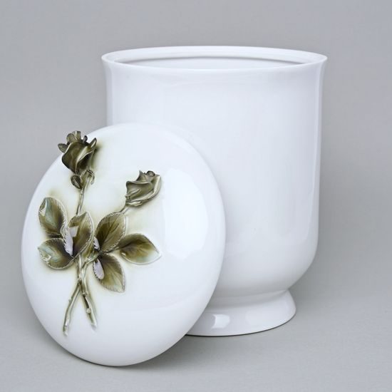 Pouzdro na urnu, Bílá + Růže (1), Luxor, 29 cm, Porcelán Duchcov