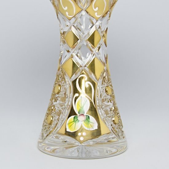 Cut Crystal Vase, 205 mm, Gold + Enamel, Jahami Bohemia