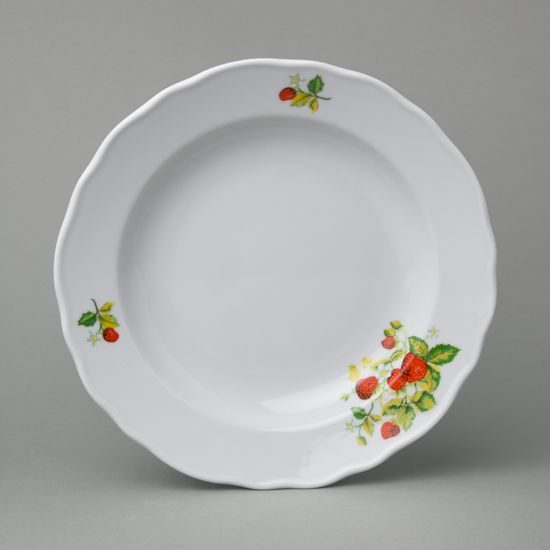 Plate deep 24 cm, strawberry, Cesky porcelan a.s.