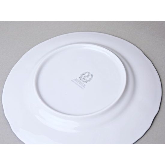 Talíř dezertní 19 cm, Thun 1794, karlovarský porcelán, BERNADOTTE modrá růže, MODRÁ linka