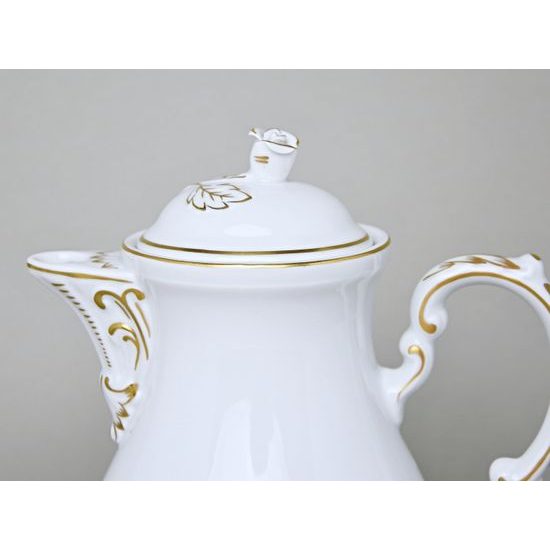 Konvice kávová s víčkem 1,55 l, zlatá linka, Harmonie, Český porcelán a.s.