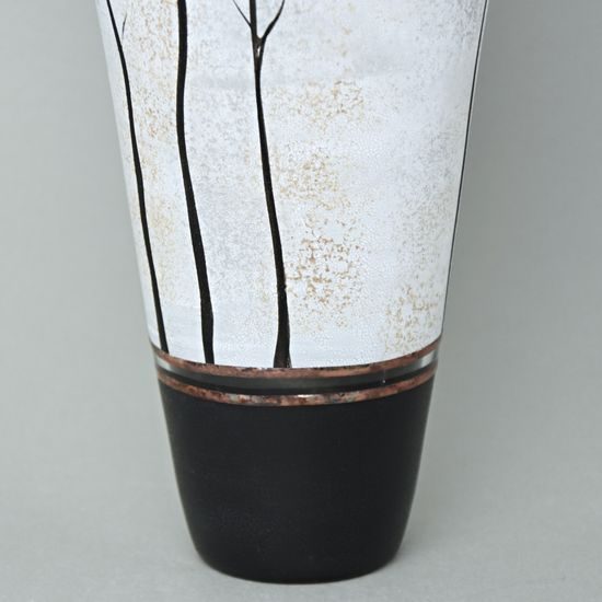 Studio Miracle: Black & White Vase, 37,5 cm, Hand-decorated by Vlasta Voborníková