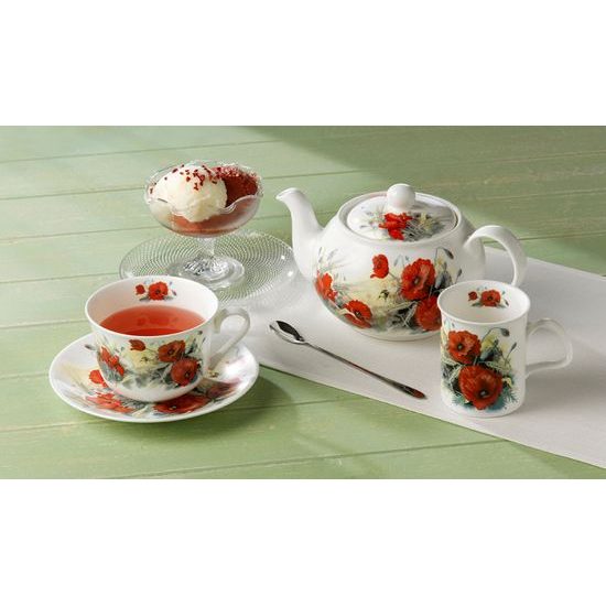 Poppy: Cup 420 ml and saucer breakfast, Roy Kirkham fine bone china